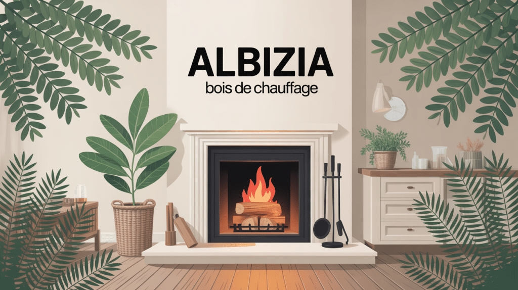 albizia bois de chauffage bûches près cheminée moderne