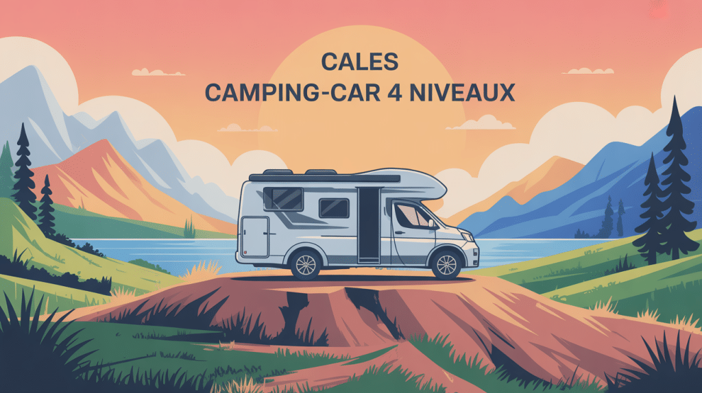 illustration cales camping-car 4 niveaux terrain irrégulier
