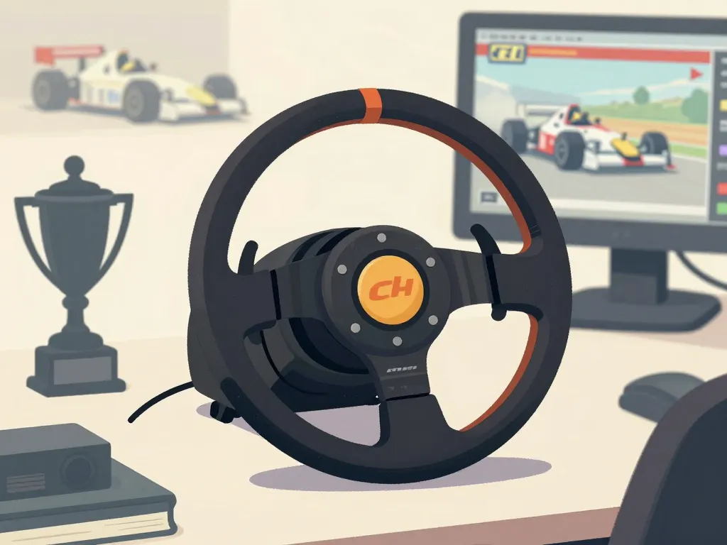 volant ch racing ancien présenté avec objets rétro