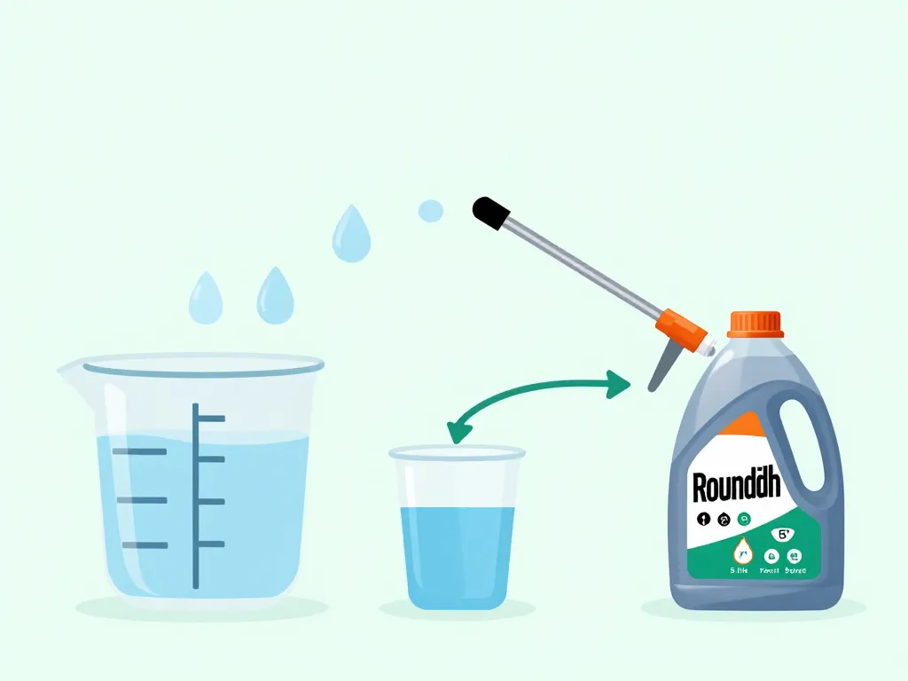 Dosage Roundup pour 5 litres d'eau diagramme mesures précises
