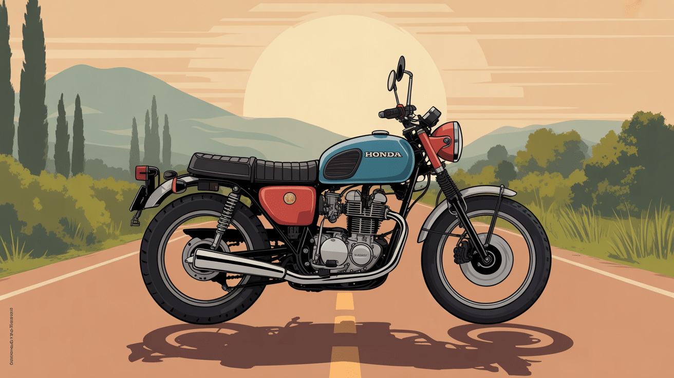 Honda CL 350 trois quarts ambiance rétro