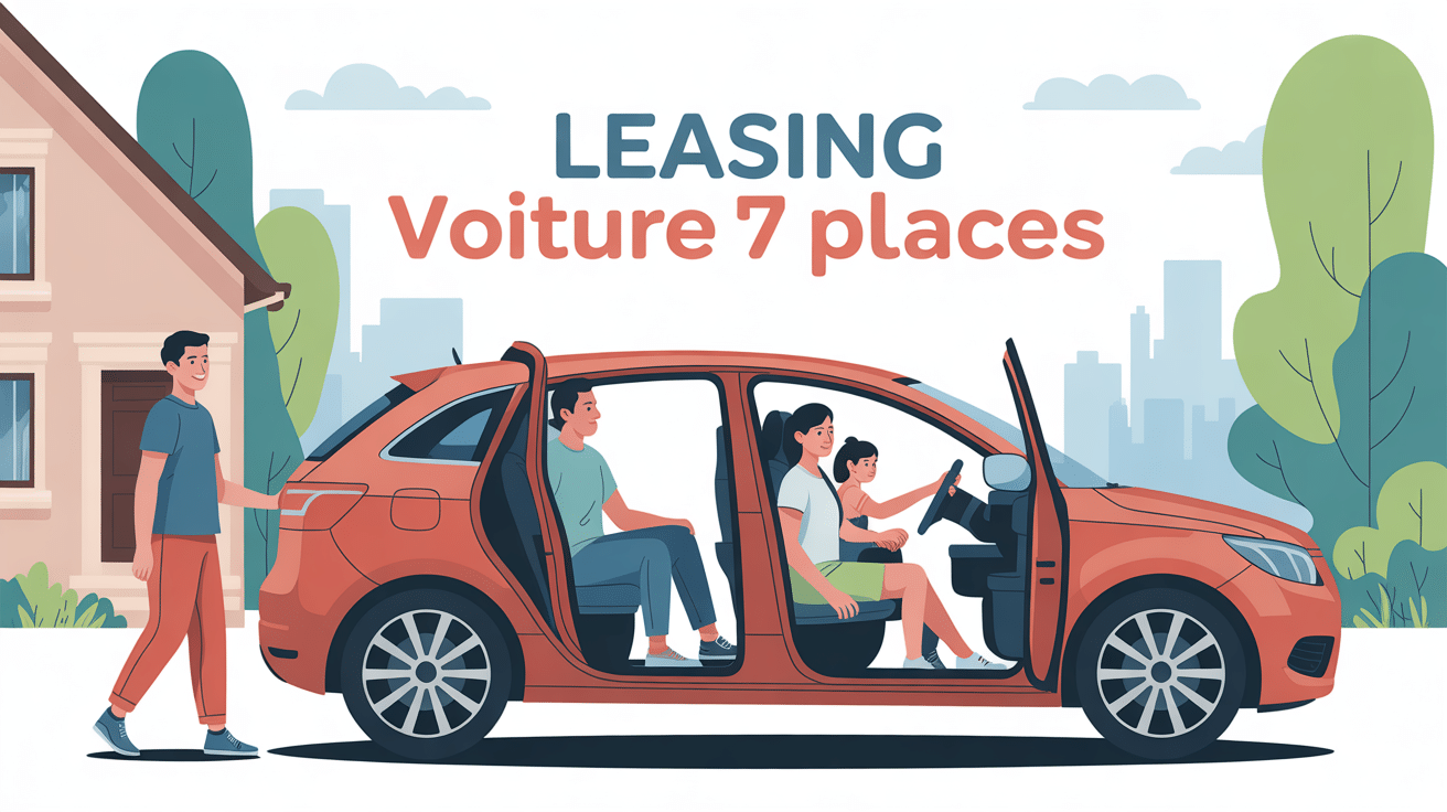 leasing voiture 7 places illustration famille embarquement