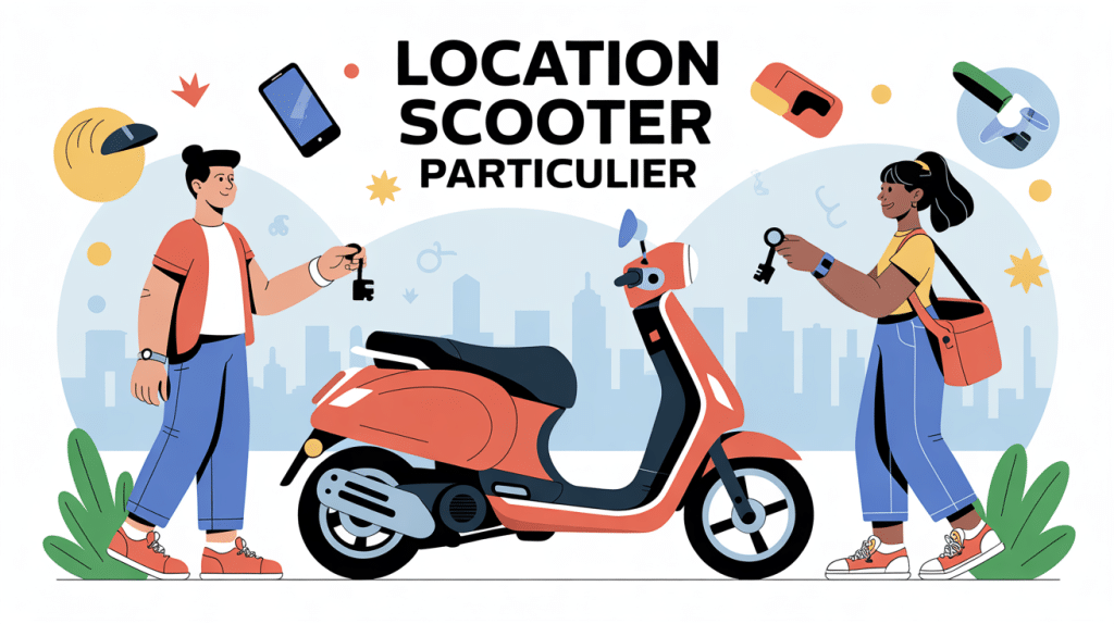 illustration moderne location scooter particulier échange clés