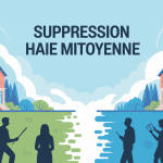 mon voisin a enlevé la haie mitoyenne illustration vectorielle conflit voisinage