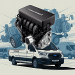 illustration moteur puma ford transit, vue stylisée professionnelle