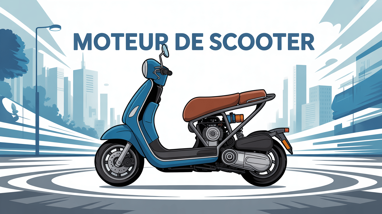illustration moteur scooter stylisé coupé