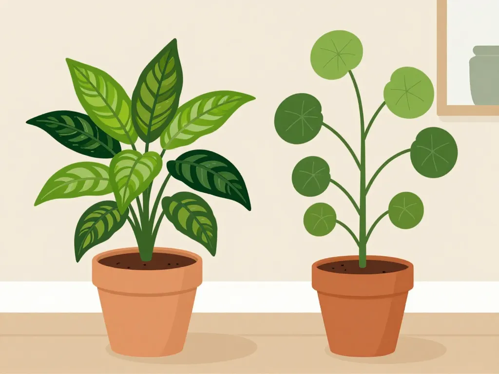 peperomia vs pilea comparatif formes et feuilles