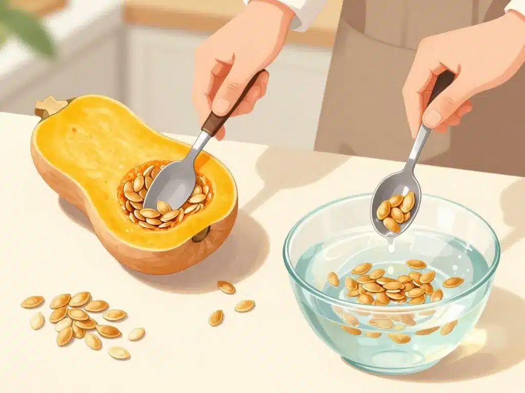 Récupérer les graines de butternut pour planter extraction tri lavage