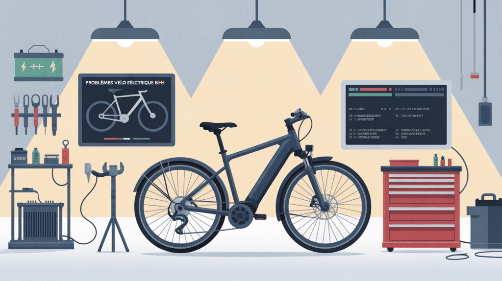 problème vélo électrique bh dans atelier avec outils et codes erreur