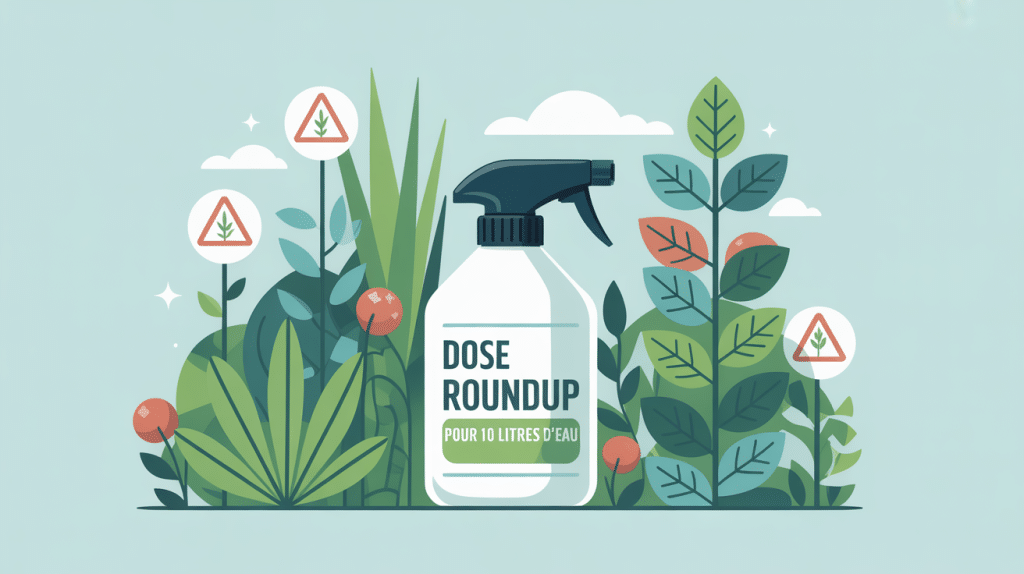 illustration dosage roundup 10 litres d'eau jardin sécurité