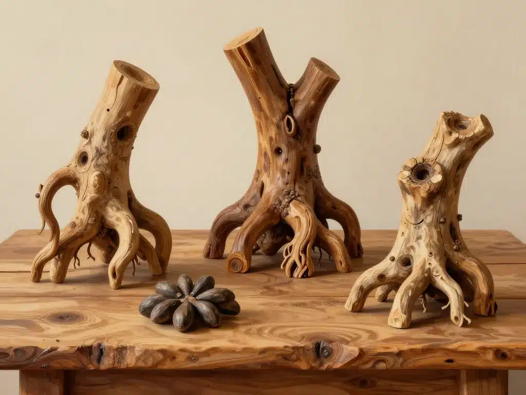 racine d olivier bois sculpté sur table méditerranéenne