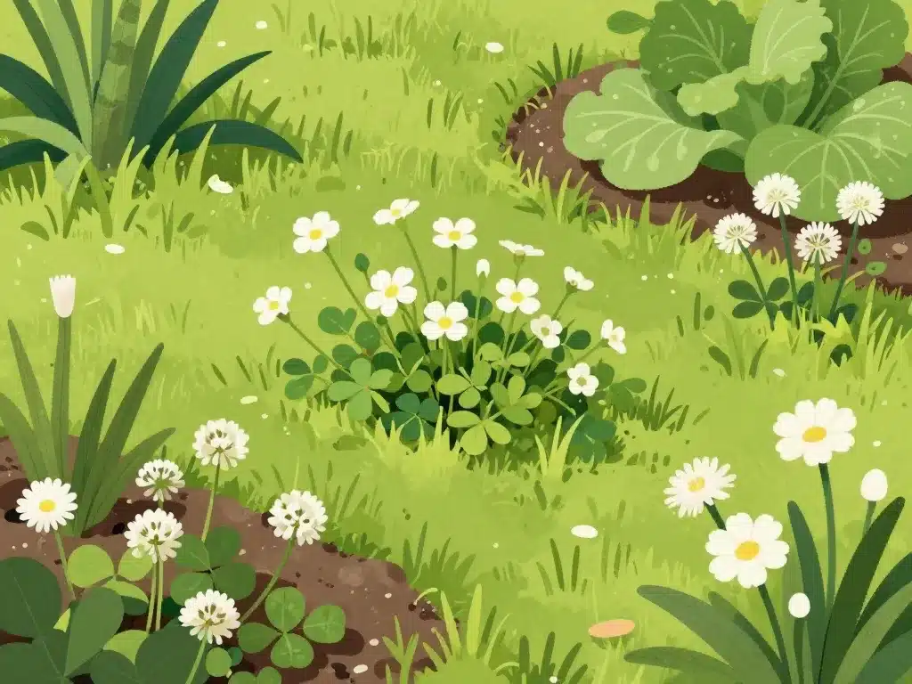 types de mauvais herbe fleur blanche dans le jardin