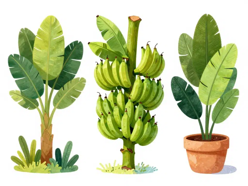 spécificités durée de vie d'un bananier ornemental fruitier pot illustration