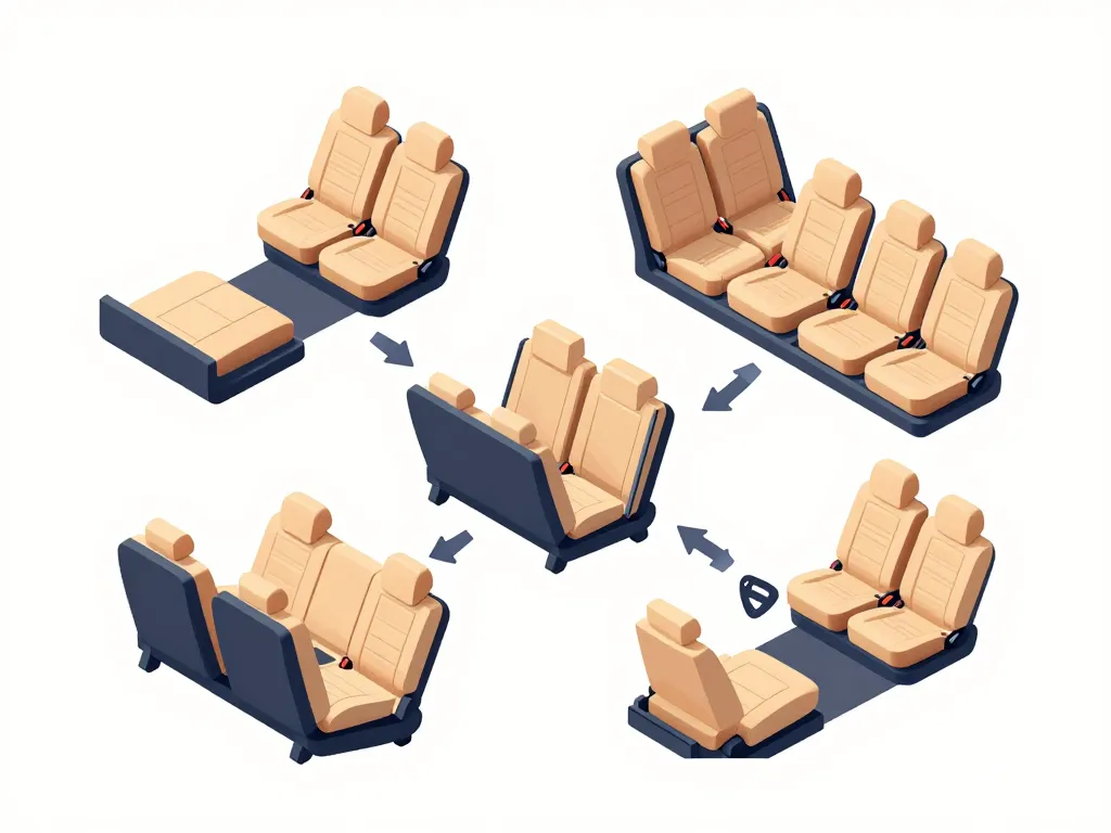 Diagramme systèmes sièges rabattables voiture plancher plat