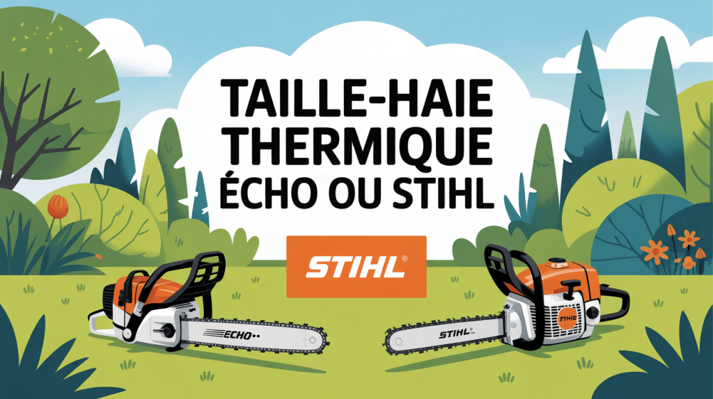 illustration taille haie thermique echo ou stihl jardin