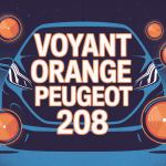Tableau de bord Peugeot 208 avec voyants orange