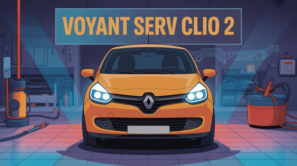 Illustration voyant serv clio 2 tableau de bord orange