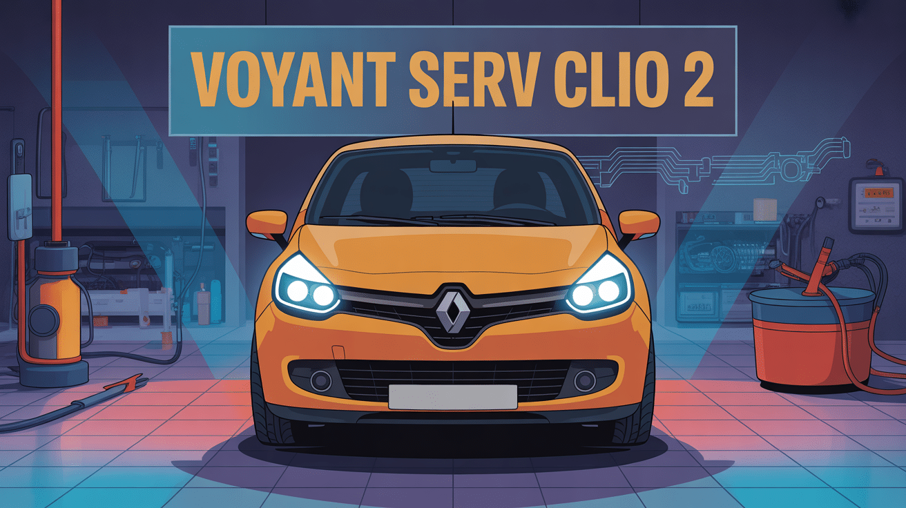 Illustration voyant serv clio 2 tableau de bord orange