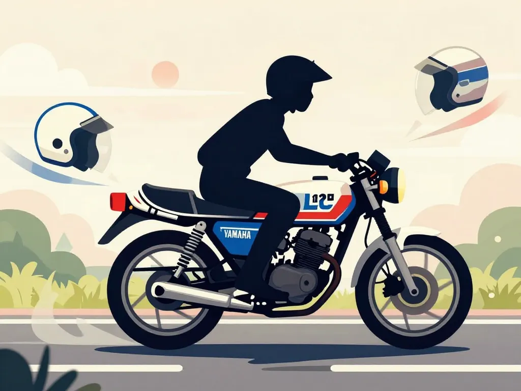 yamaha rd 125 lc sur piste, illustration nostalgie 2-temps