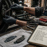 Changer plaquette de frein moto gros plan