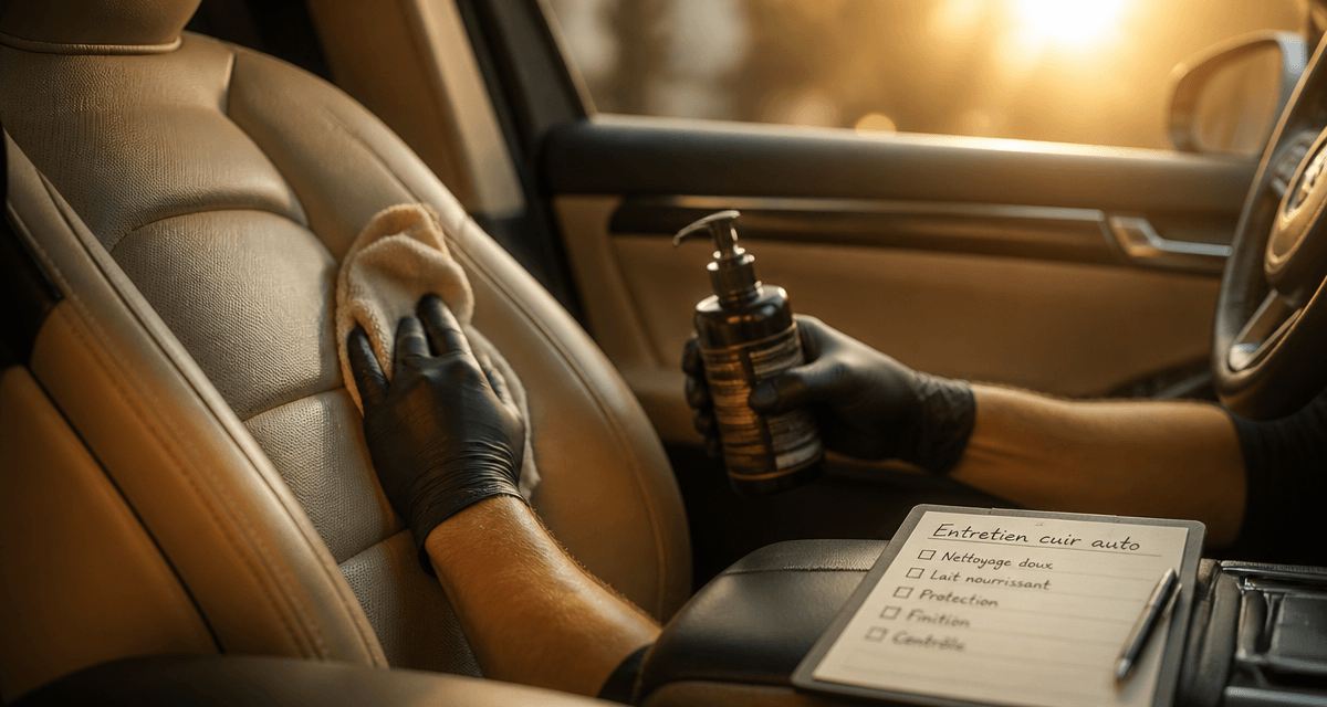 Entretien sieges en cuir voiture, application lait nourrissant