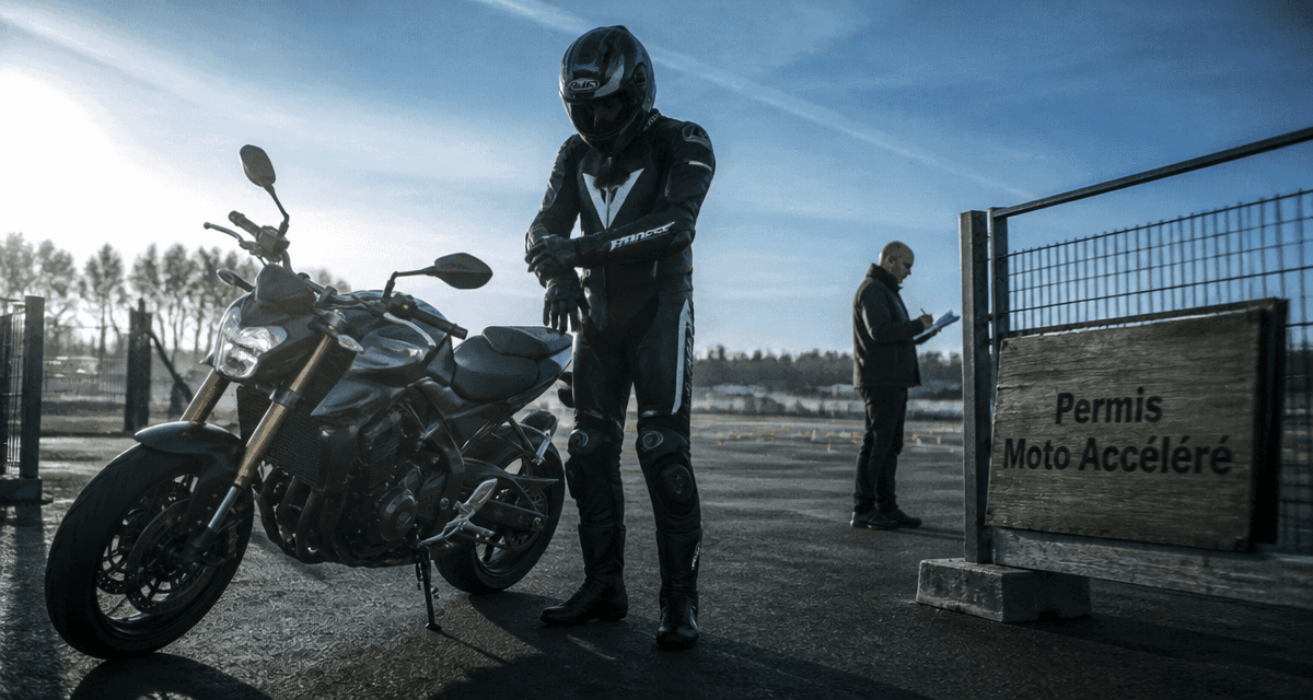 permis accéléré moto jeune motard entraînement