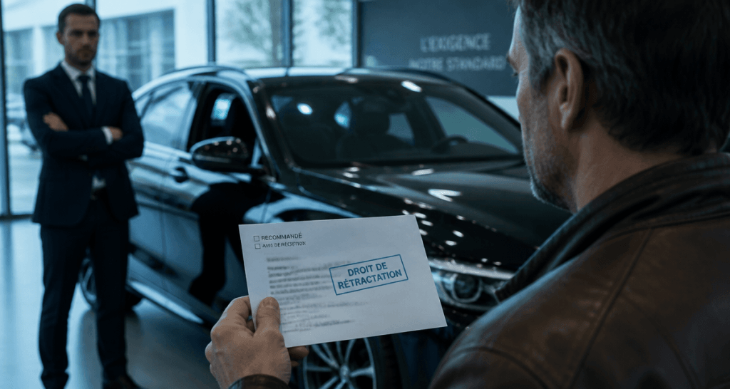retractation achat vehicule lettre recommandée