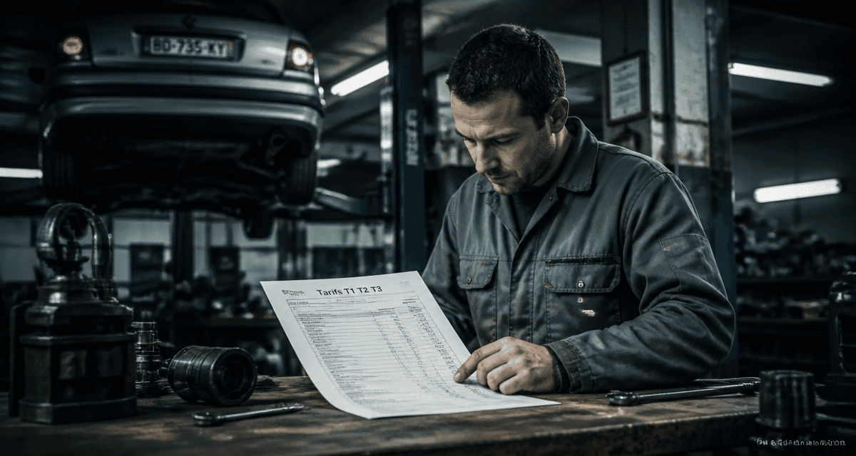 tarif main d'oeuvre garage t1 t2 t3 facture
