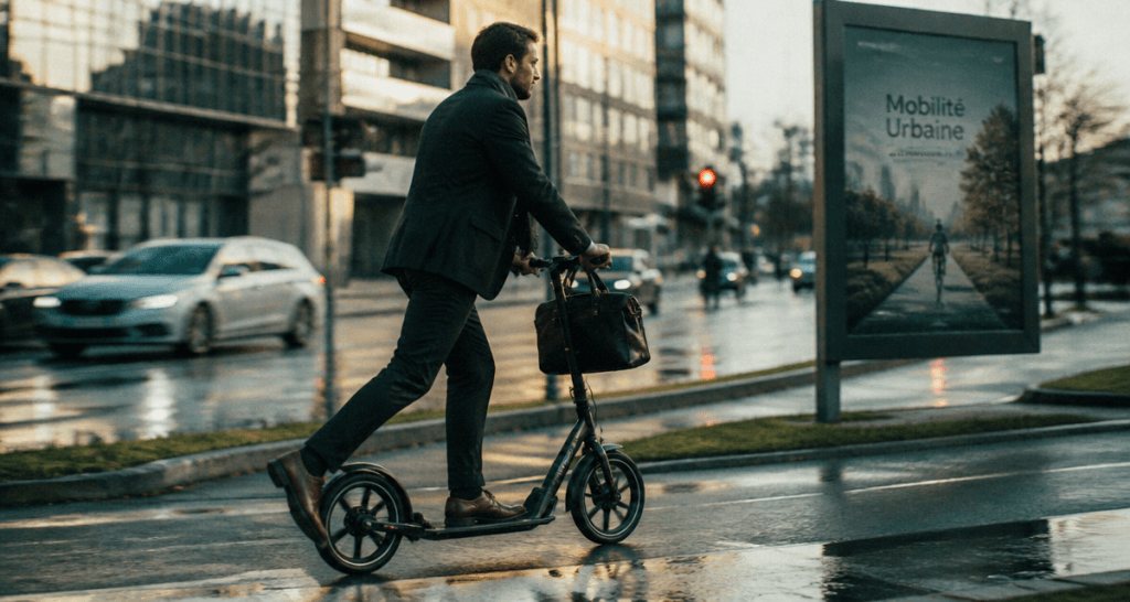 Trottinette adulte grandes roues en ville