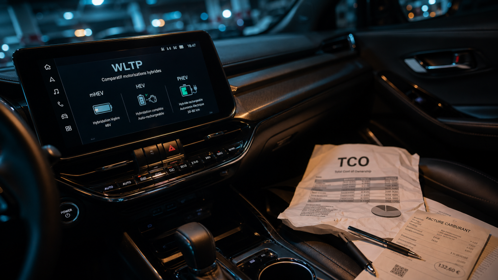 Comparateur voiture hybride : mHEV HEV PHEV, tableau de bord WLTP