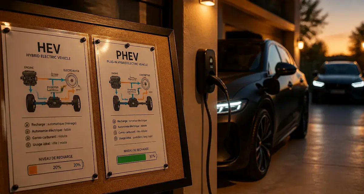 Différence entre hybride et hybride rechargeable : HEV vs PHEV, recharge possible