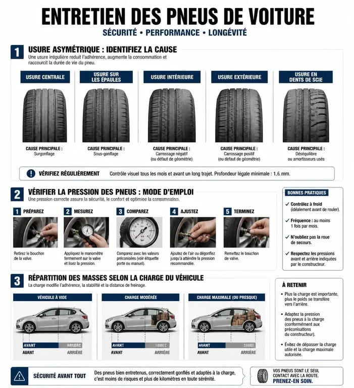 Infographie sur la vérification de la pression des pneus et l'entretien pour Volkswagen Polo 5