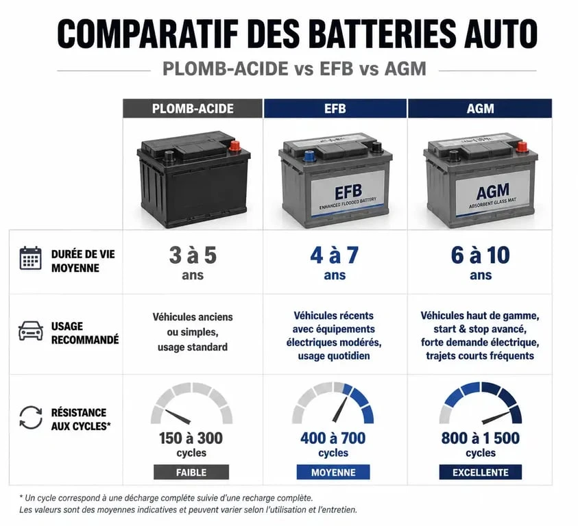 Comparatif des technologies de batterie Start and Stop : durée de vie et usage