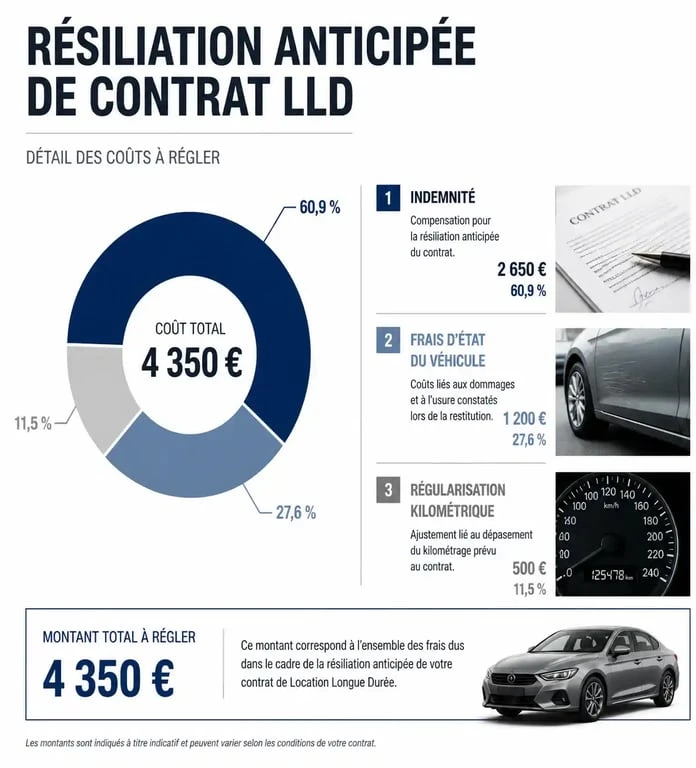 Schéma des coûts liés à la restitution anticipée d'une LLD