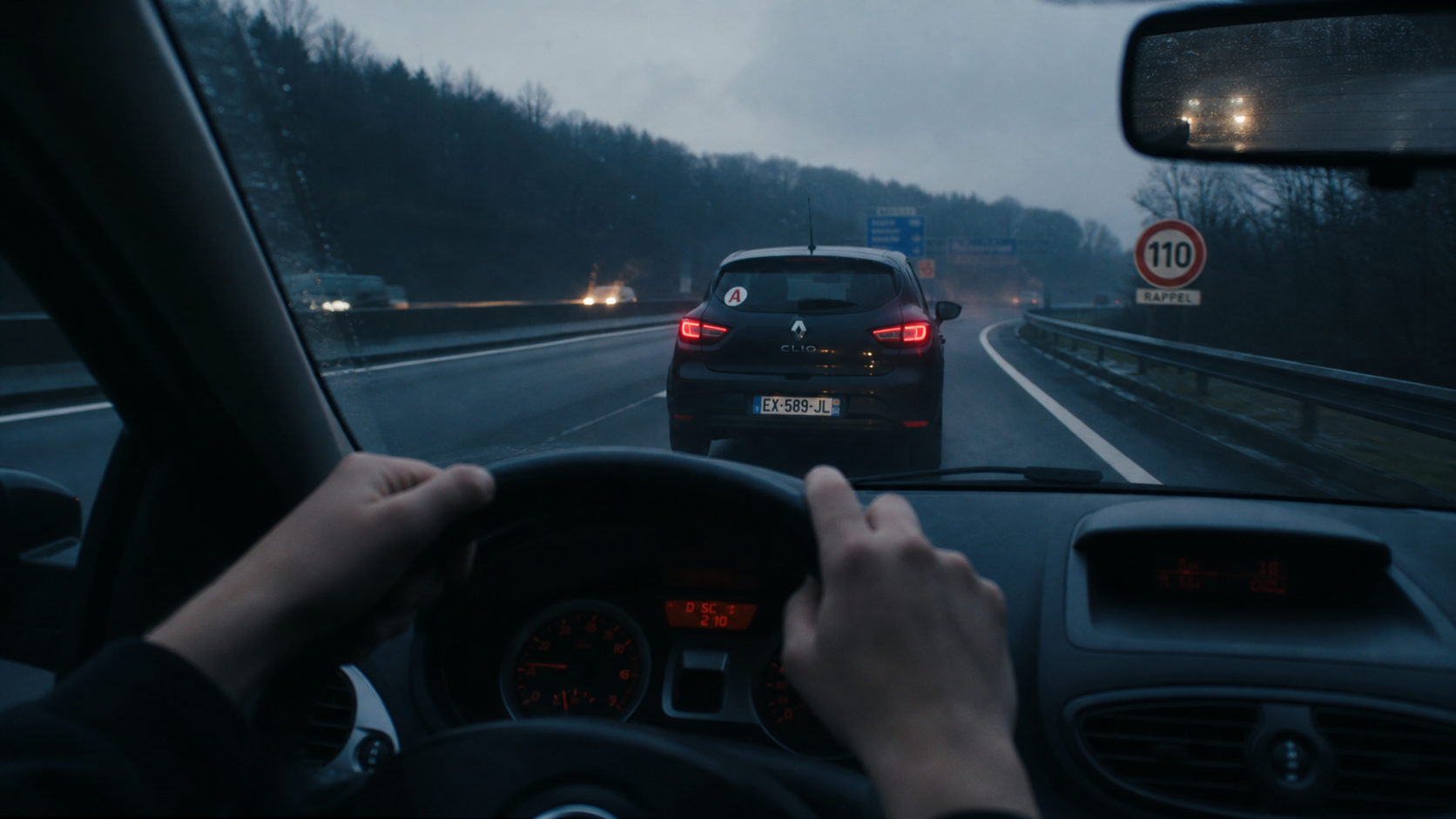 Limitation vitesse jeune conducteur, disque A visible