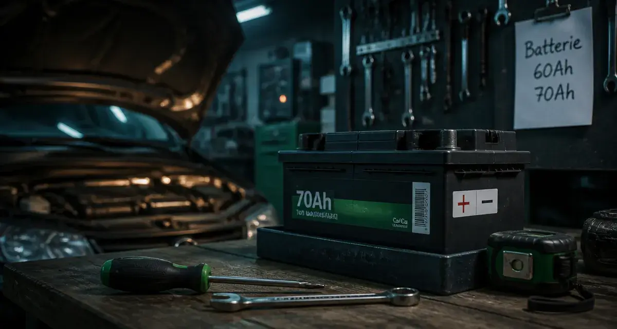 Peut on mettre une batterie 70Ah au lieu de 60Ah : vérification garage, étiquette polarité visible