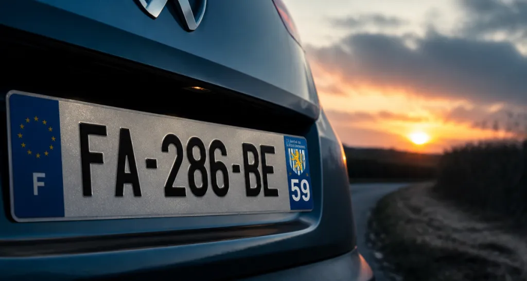 plaque immatriculation et departement sur voiture française