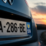 plaque immatriculation et departement sur voiture française