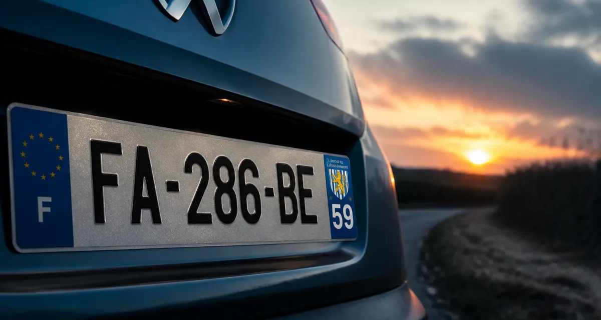 plaque immatriculation et departement sur voiture française
