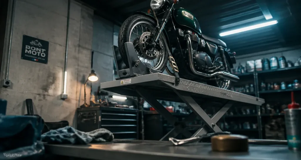 Pont moto 450 kg en garage, sécurité de levage