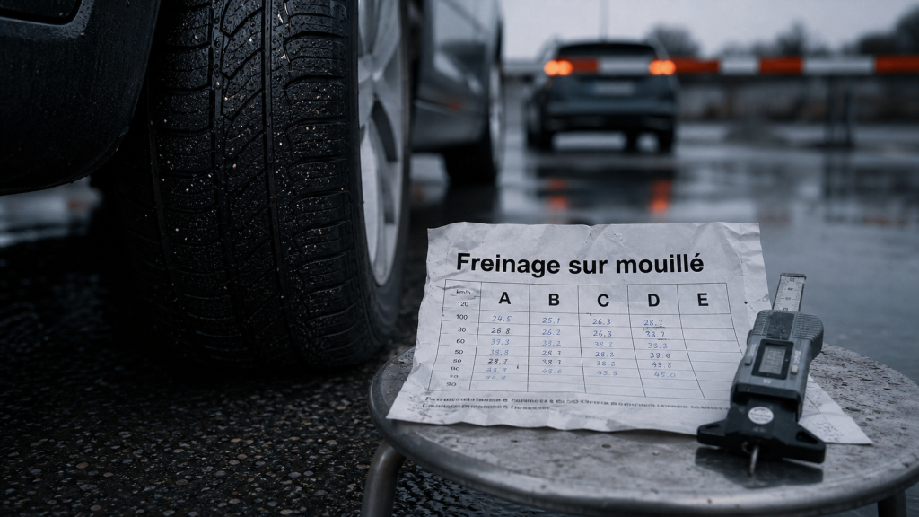 Quelle marque de pneu à éviter : freinage sur route mouillée