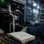 Recharger une clim en gaz, technicien détectant une fuite