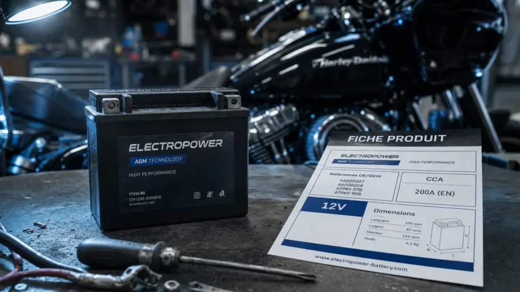 Batterie moto Harley-Davidson : vérifier CCA, cylindrée et référence d’origine