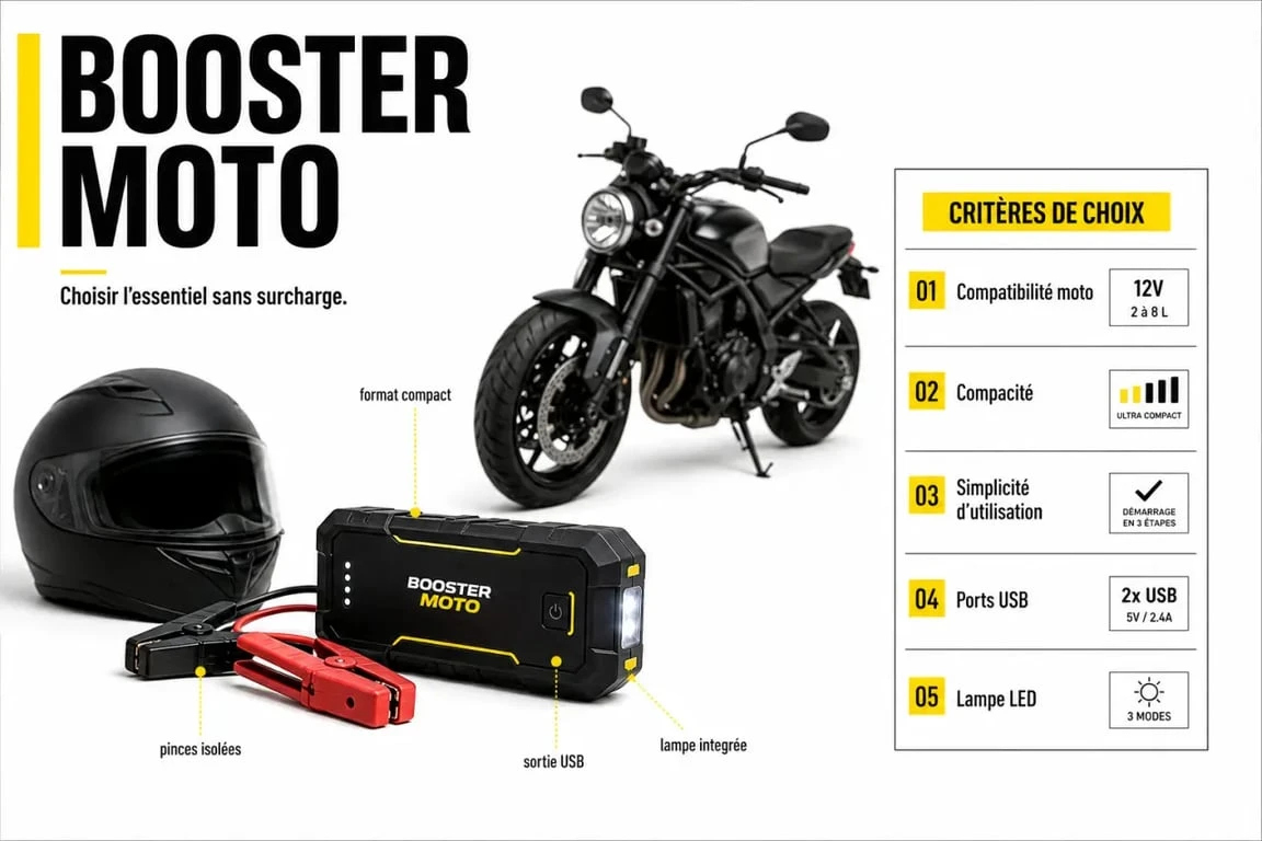 Boost batterie moto : critères de choix et usage d’un booster compact pour moto