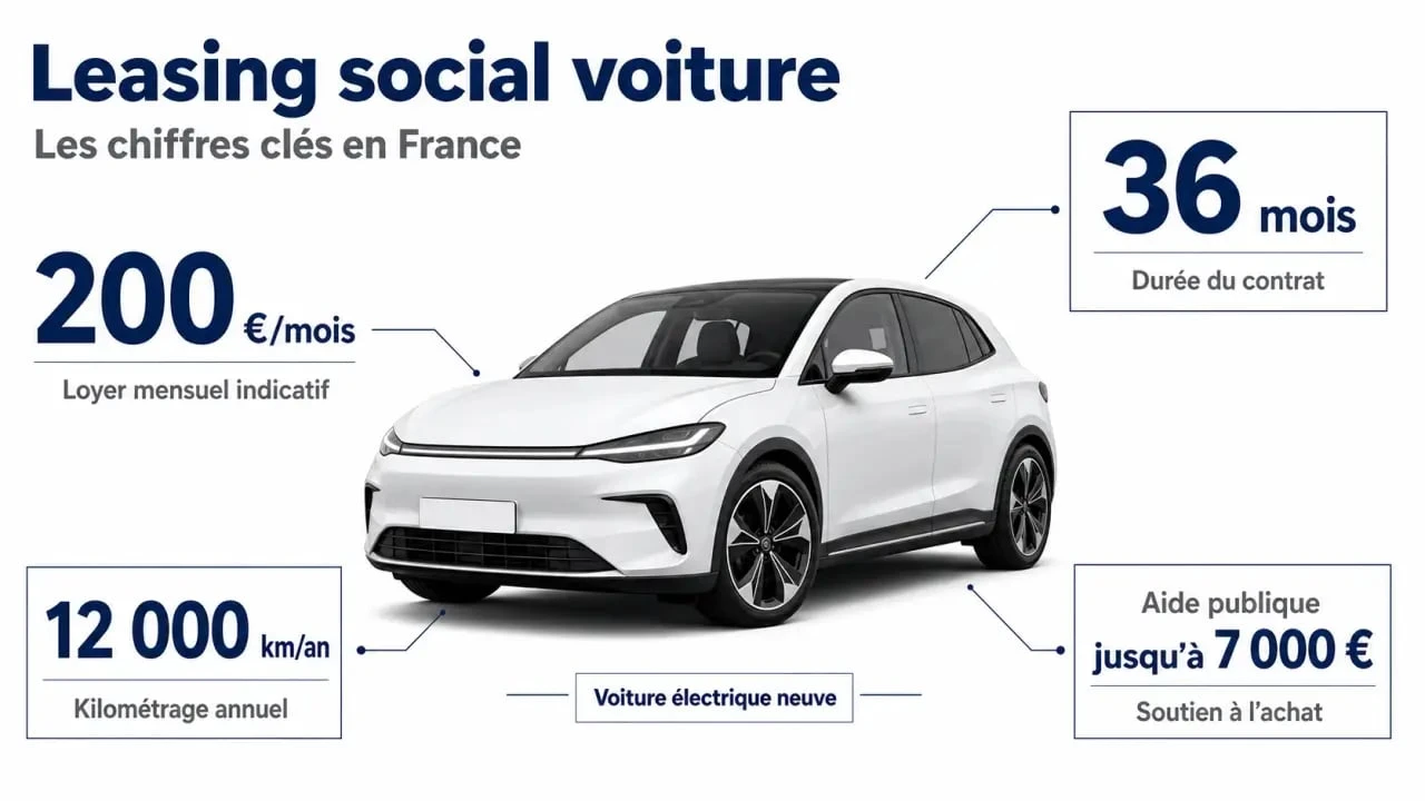 Leasing social voiture : synthèse visuelle des conditions, du prix et de la durée