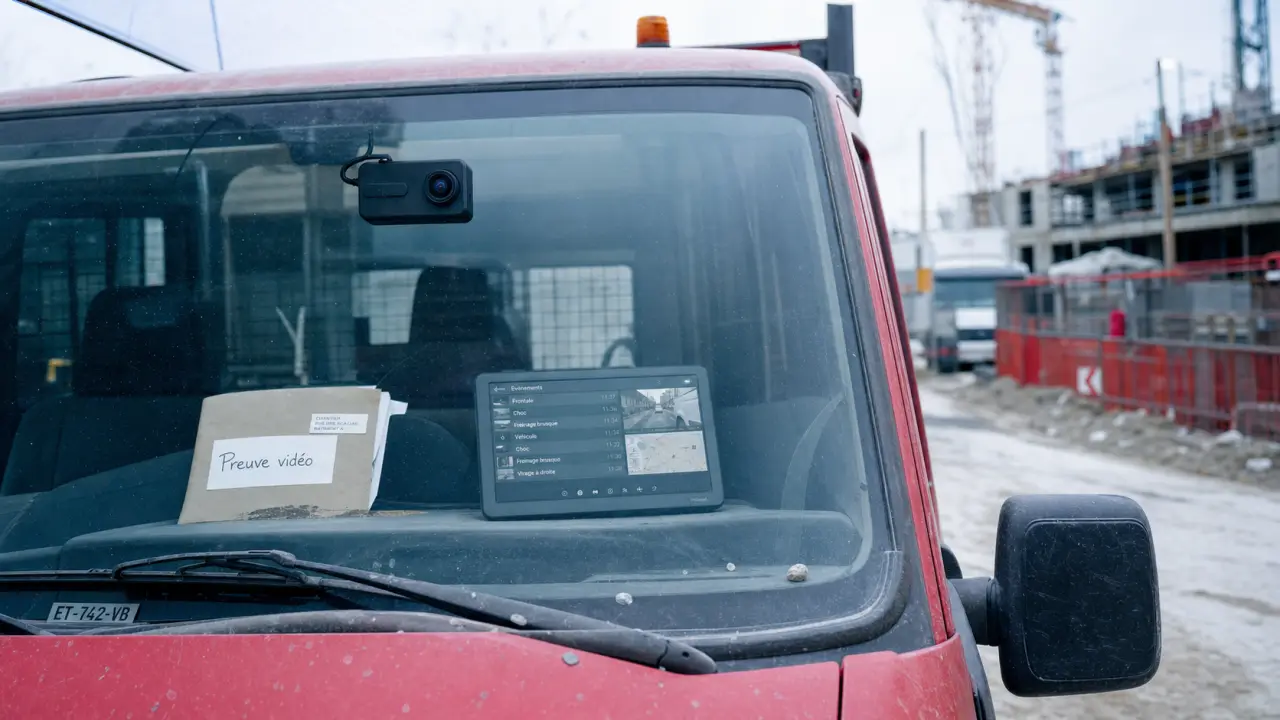 Logiciel dashcam pour véhicules BTP : preuve vidéo, IA embarquée, RGPD