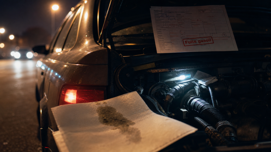 Odeur gasoil voiture extérieur, fuite à vérifier sur moteur diesel