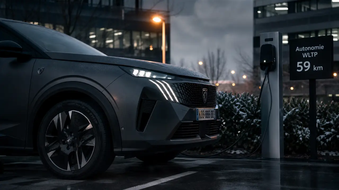 Peugeot 3008 hybride rechargeable autonomie 59 km, charge en entreprise avec wallbox