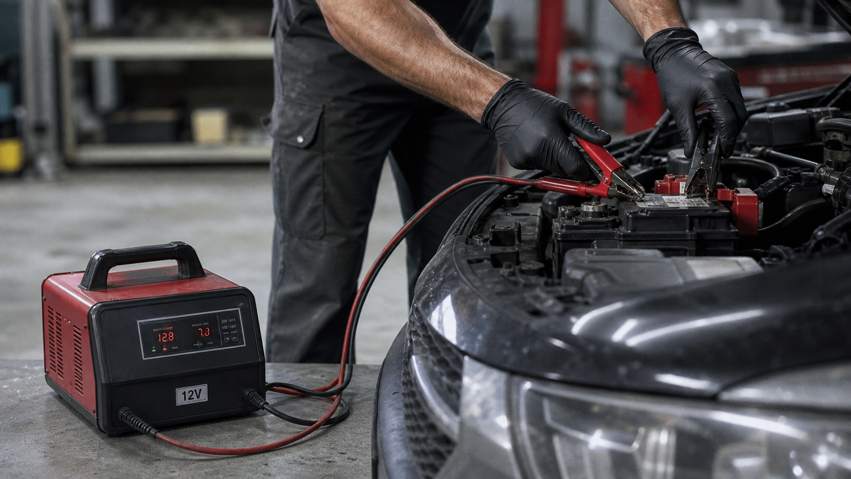 Recharger batterie voiture en sécurité : chargeur 12V au garage