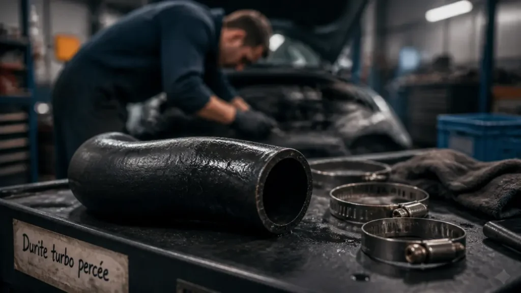 Durite turbo percée : voyant moteur allumé, sifflement et perte de puissance